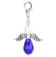 Lykkeengel m/ perle og krystal dråbe. Kongeblå. 40 mm